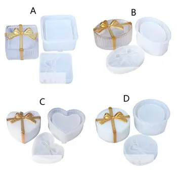 

Silicone Resin Mold Jewelry Storage Box Mold Hexagon Round Square Small Box Epoxy Resin Mold Trinket Box DIY Art Craft