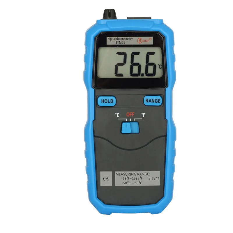 

BTM01 Digital Thermometer -50~750C/-58~1382F Portable Temperature Meter LCD Display K Type Thermocouple with Data Hold