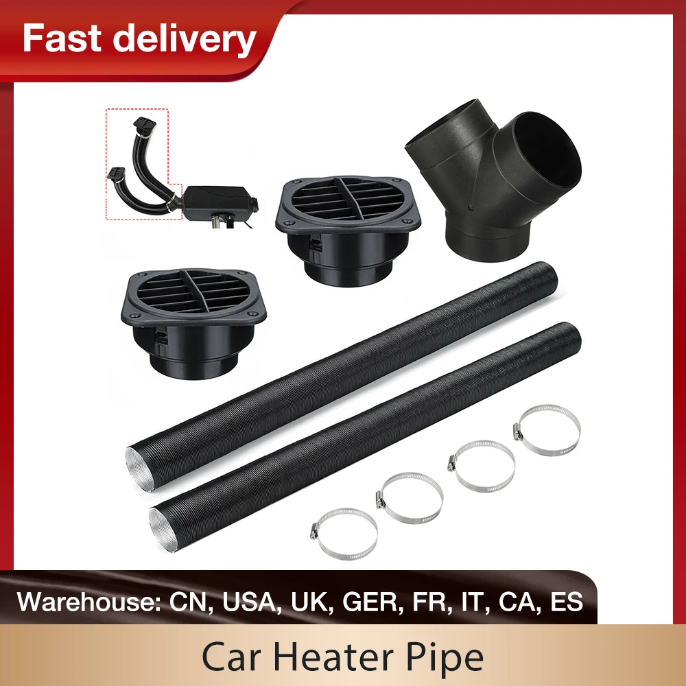Heater Pipe 75mm Car Auto Heater Pipe Duct T Type Y Warm Air Outlet Vent Hose Clips Set For Parking Diesel For Webast
