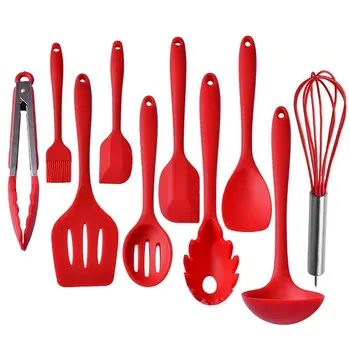 

Non-stick Cookware Set heat-resistant silicone head Non-corrosive non-sticky non-toxic Ergonomic handle 10 pcs