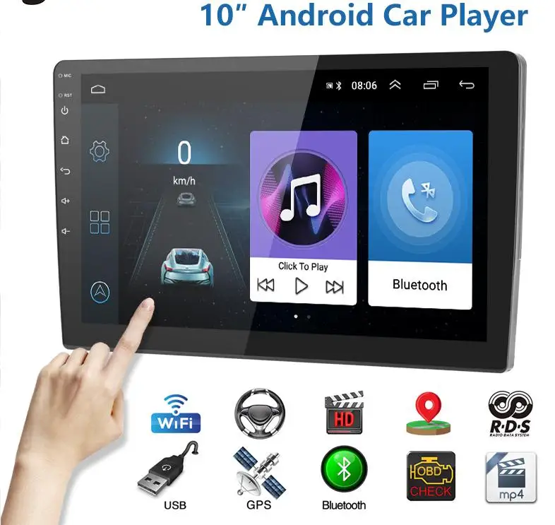 10,1 дюймов Android 8,1 Универсальный Автомобильный плеер 2 Din 1G ram+ 16G rom двойной Din автомобиль MP5 воспроизведение радио gps навигация wifi Bluetooth сзади