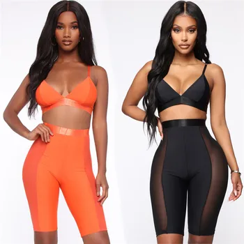 

2020 New Sexy Women Mesh Perspective Shorts Womens Workout Tight Leggings High Waist Mesh Sheer Biker Shorts