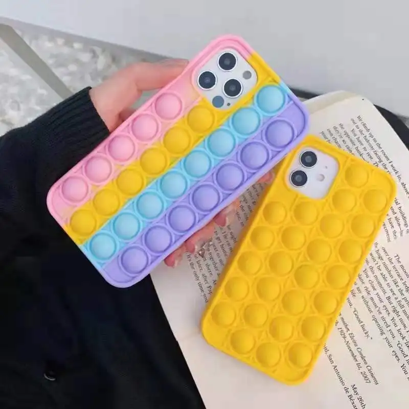 Радужный силиконовый чехол для IPhone 12 11 Pro X XR XS Max 5 5s 6 6s 7 8 Plus 2020 снятие стресса