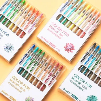 

9pcs/set Color Gel Pen 0.5mm Simple Writing Notes Dedicated Candy Color Student Cute Morandi Color Hand Painted Pen