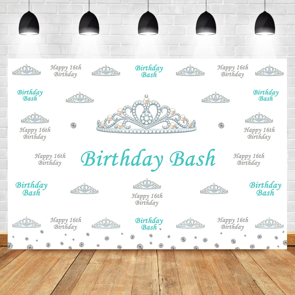 Sweet Sixteen Birthday Backdrop Step Repeat Crown Background Girls Custom 16th Photography Backdrops Decorate Supplies | Электроника