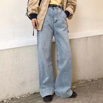 

Woman Jeans High Waist Clothes Wide Leg Denim Clothing Blue Streetwear Vintage Quality 2020 Fashion Harajuku Straight Pants