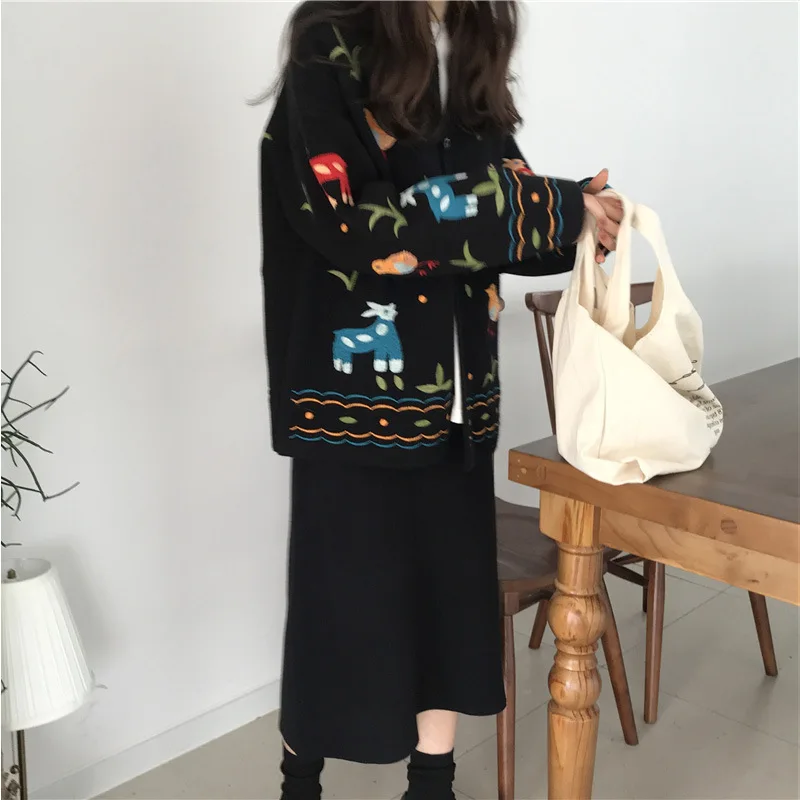 resurrection. Both sides loose wear embroidery cardigan restoring ancient ways the new autumn v-neck sweater
