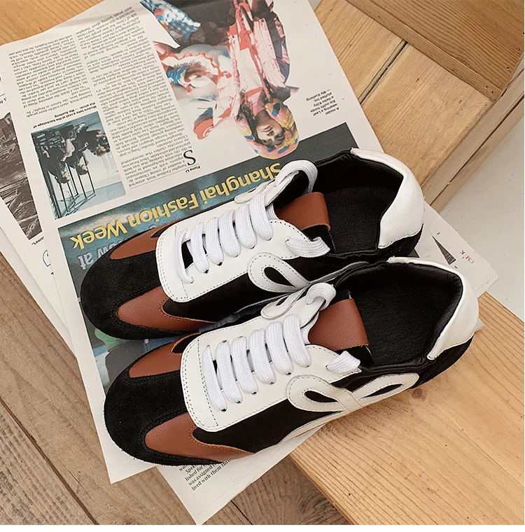 Buono Scarpe/легкие женские кожаные кроссовки; повседневная спортивная обувь с круглым носком; разноцветная Обувь На Шнуровке; повседневная обувь с бантом; Femme