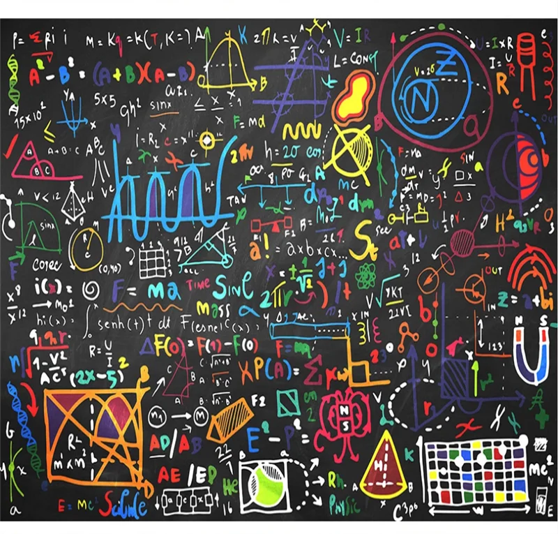 3d Photo Wallpaper Colorful Chalk Math Formula Blackboard Background Wall Custom Wallpaper Mural 8d Wall Covering Fabric Textile Wallcoverings Aliexpress