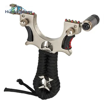 

Wholesale Stainless Steel Slingshot With Laser Light Powerful Hunting Catapult Braided Rope Slingshot Sling Outdoor Shooting
