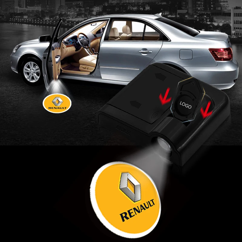 

1pcs NEW Fashion Car styling Wireless LED Car Door Welcome Logo Light Laser Projector Ghost Lamp For Renault Car Accessories