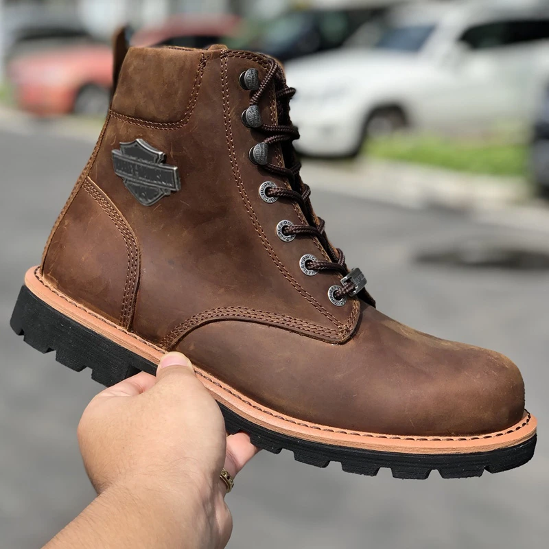 Zapatos para hombre y mujer, botas de moto, zapatos de trabajo, zapatos de cuero genuino para las pies de protección antideslizantes,|Botas de motocicleta| - AliExpress
