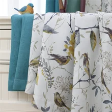 Rideaux d'ombrage imprimés oiseaux et fleurs, beaux rideaux de campagne pour salon, salle à manger et chambre à coucher 