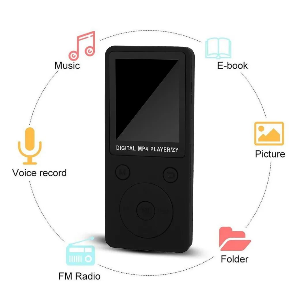 EPULA MP3-плеер портативный цветной экран круглая кнопка MP3-плеер Поддержка FM радио Запись видео фильм Внешняя память TF карта