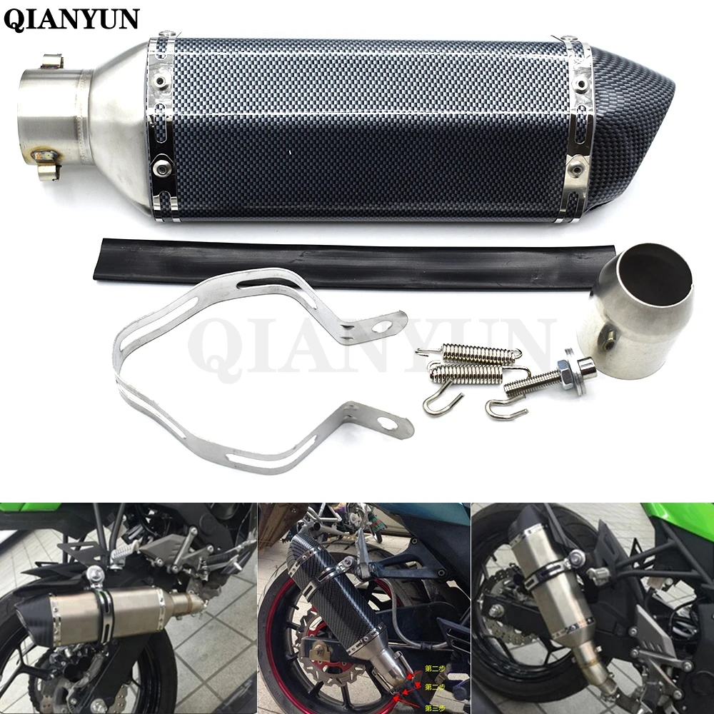 

Free Shipping Universal Motorcycle Modified Scooter Exhaust Muffle pipe for Kawasaki Ninja ZX6R ZX6RR ZX636 ZX7R ZX9R ZX10R ZX14