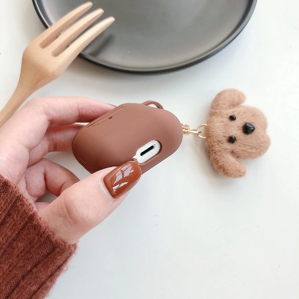Милый Мягкий Роскошный чехол с плюшевой собакой для Apple AirPods 1, 2, чехол, аксессуары, Bluetooth наушники, защитный чехол, сумка, брелок с сердцем, подарки