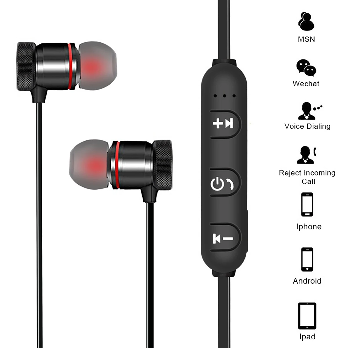 Wireless Bluetooth Earphones Metal Magnetic Stereo sports Bass Cordless Headset Earbuds With Microphone headphones for all phone