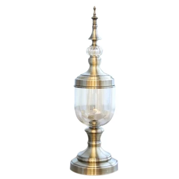 

European Retro Glass Metal Vase Modern Artist Residence Decorative Artificial Flower Wedding Vase Gold Metal + Glass