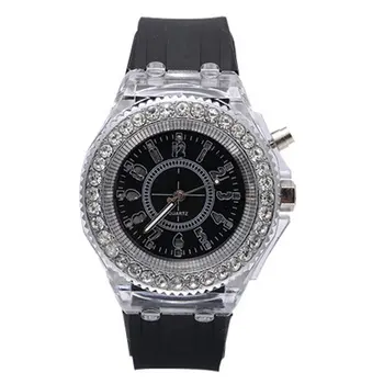 

Quartz Watches Luminescent Personality Rhinestone Led Silicone Fashion Boys And Girls Watch New for Dropshipping