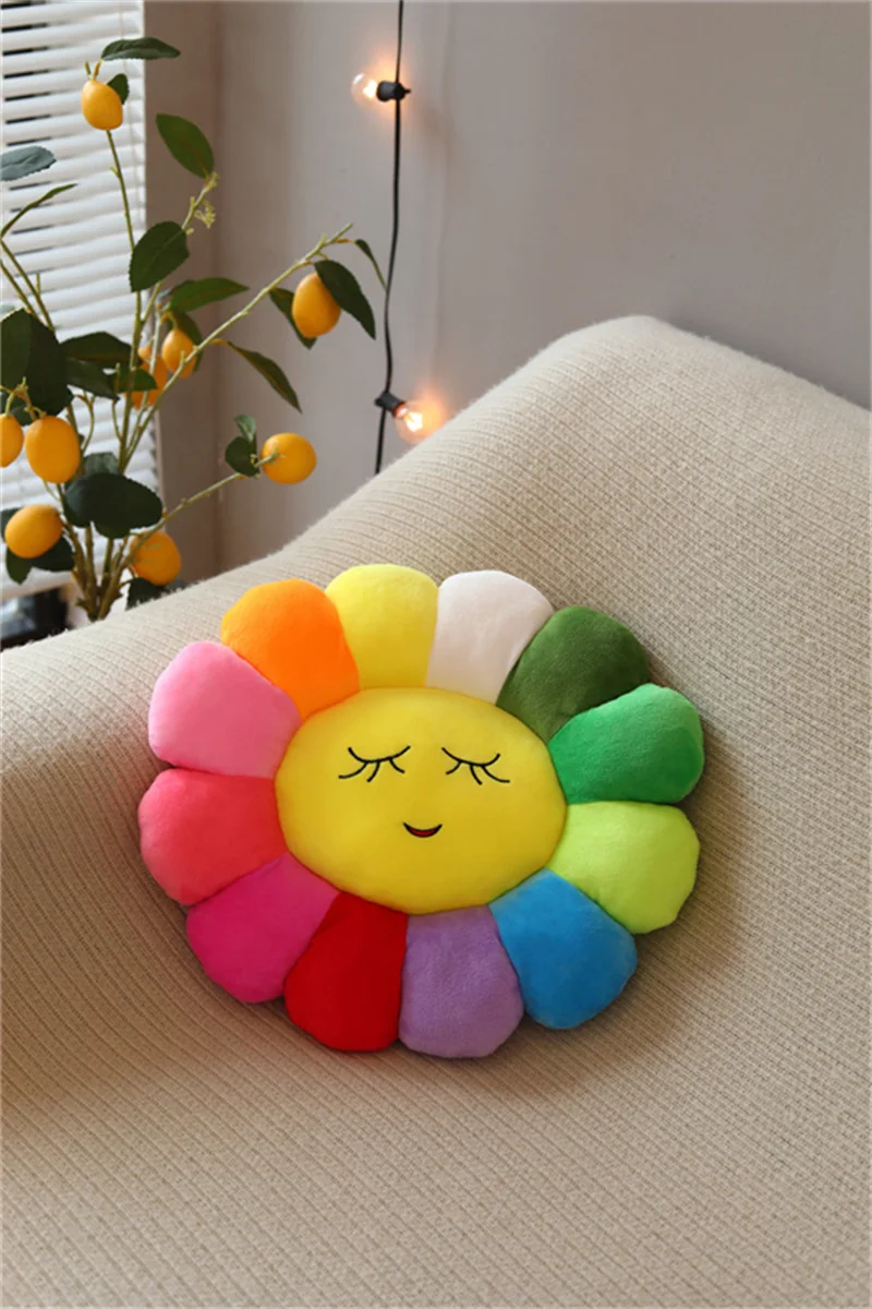 Cute Sunflower Pillow Plush Soft Pillow Seat Cushion Baby Kids Floor Play Mat Chair Cushion Sofa For Home Car Decor Pillow Gifts