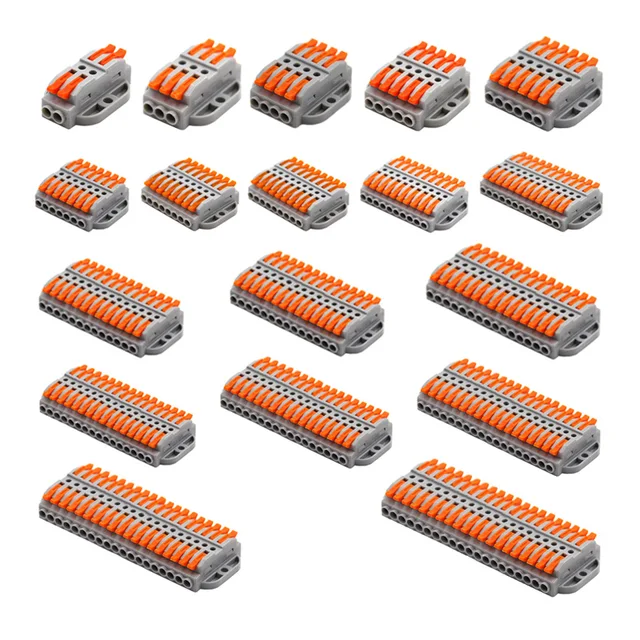 ตัวเชื่อมต่อสายไฟ2-20 Pins Fast Universal Compact ตัวนำสายไฟไฟฟ้า Push-In Butt Terminal Block สามารถ be Screwed 1