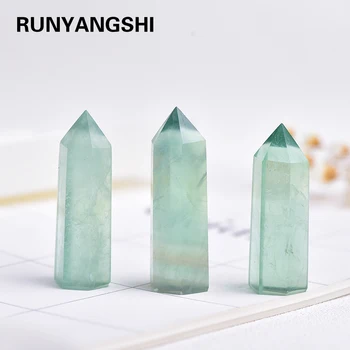 

35-45mm 1PC Natural Green Fluorite crystal point Obelisk Wand Treatment Stone Home Decor Healing Stone Hexagonal Prisms
