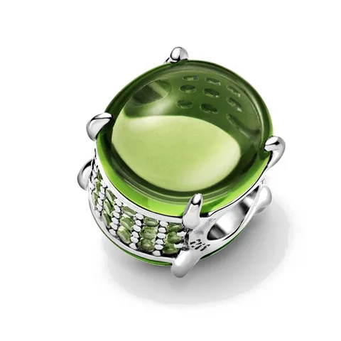 Original  Charms Bracelet 925 Sterling Silver charm cactus palm ribbon clip Green bead DIY Jewelry Making Berloque