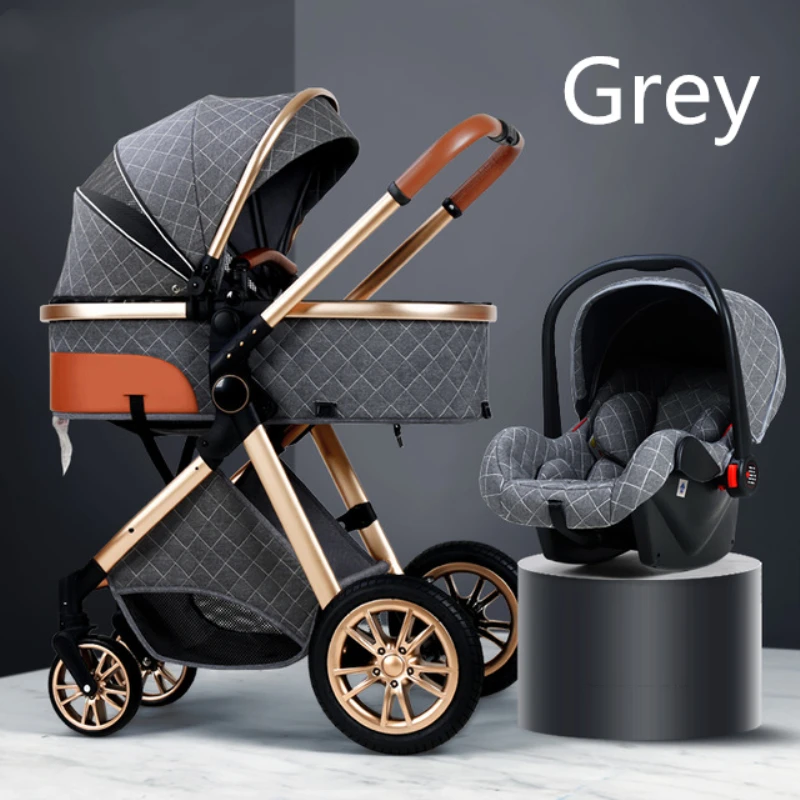

Multi-functional 3 in 1 Baby Stroller High landscape Can Sit Reclining Light Folding Two-way Eggshell Design Carrinho De Bebe