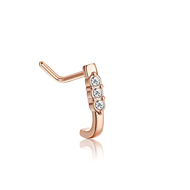 L Shape Nose Piercing Ring Heart Nose Stud Nostril Pin Septum Piercing Nez Gold Crystal Flower Nariz Pircing Nose Clip Hoop
