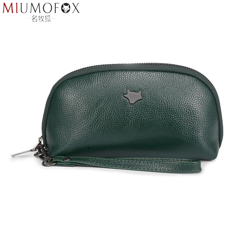 Модный женский Кожаный клатч на молнии кошелек с ремешком запястье