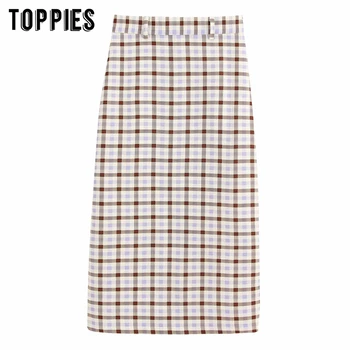 

vintage lattice skirts womens midi skirts high waist straight OL faldas 2020 spring streetwear
