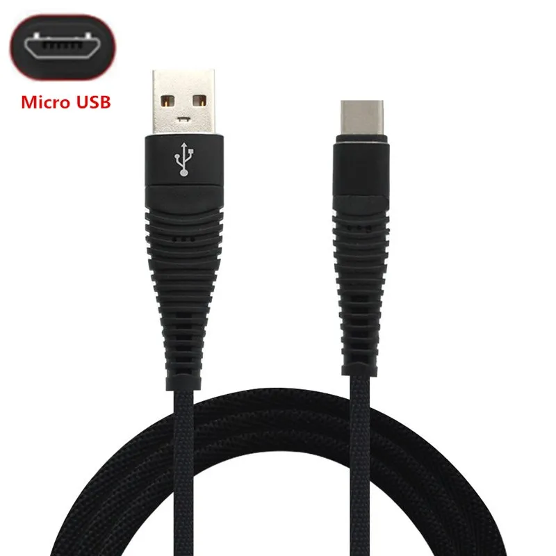 Micro USB кабель 1 м нейлоновый плетеный кабель для быстрой зарядки передачи и зарядка с синхронизацией данных кабель для huawei P Smart Y7 Y6 Prime Y9 Android шнур для телефона - Цвет: Черный