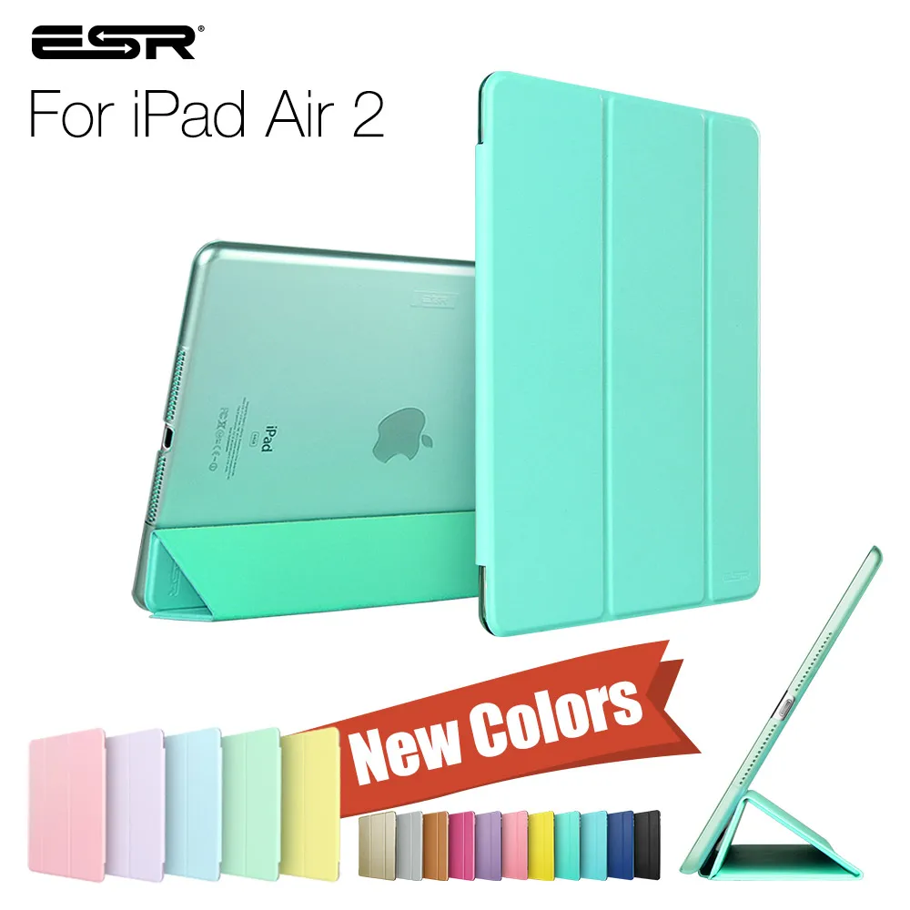 Чехол для iPad Air 2, ESR ура Цвет PU+ прозрачный PC задняя Ultra Slim Light Вес устойчивое к царапинам корпус для iPad Air 2 6 Gen - Цвет: Mint Green