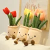 Plantas suculentas de tulipán realistas para niñas, juguete de decoración de felpa, estantería suave, decoración de muñecas, cojín con flores en maceta, regalo, 35cm ► Foto 1/6