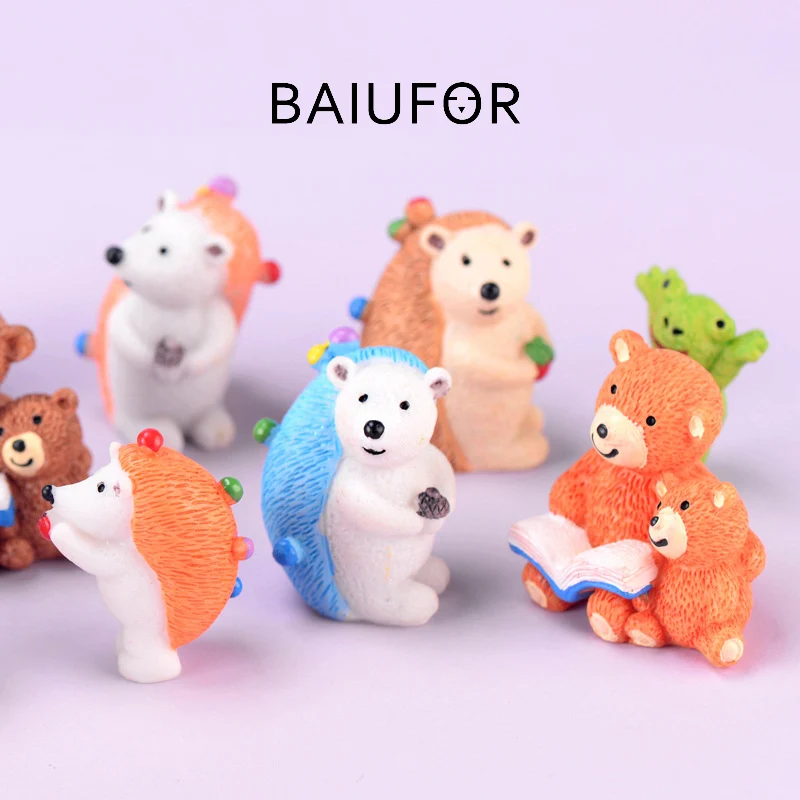 

BAIUFOR Miniature, Forest animals Hedgehog frog Bear, Fairy Garden Decor, DIY Terrarium Figurines for Home Decor Children Toy