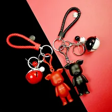 Стиль свинья-талисман черный красный винил Ушные Шпильки zhu Детские кухонные принадлежности брелоки для пар автомобиль Подарочный пакет кулон