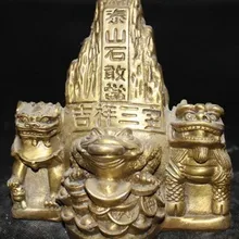 311 Китай латунь Богатство Yuanbao деньги золотая жаба Лев Пара Шань Ши Ган Данг статуя
