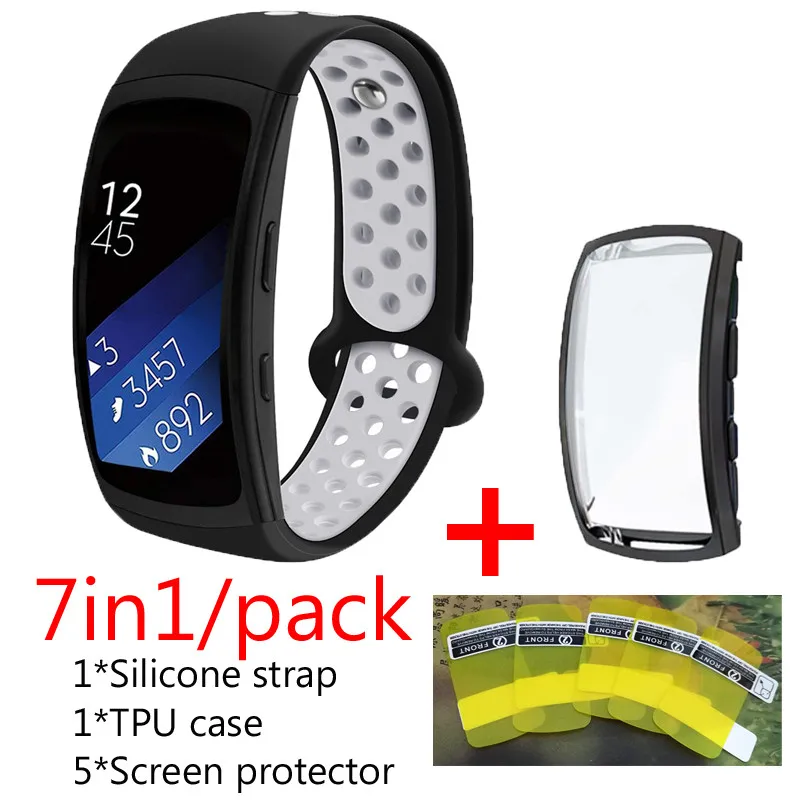 7 в 1 упаковка наручных часов ремешок для samsung gear Fit2 pro SM-R365 gear Fit2 PRO умный Браслет fit 2 pro защита экрана - Цвет: 09