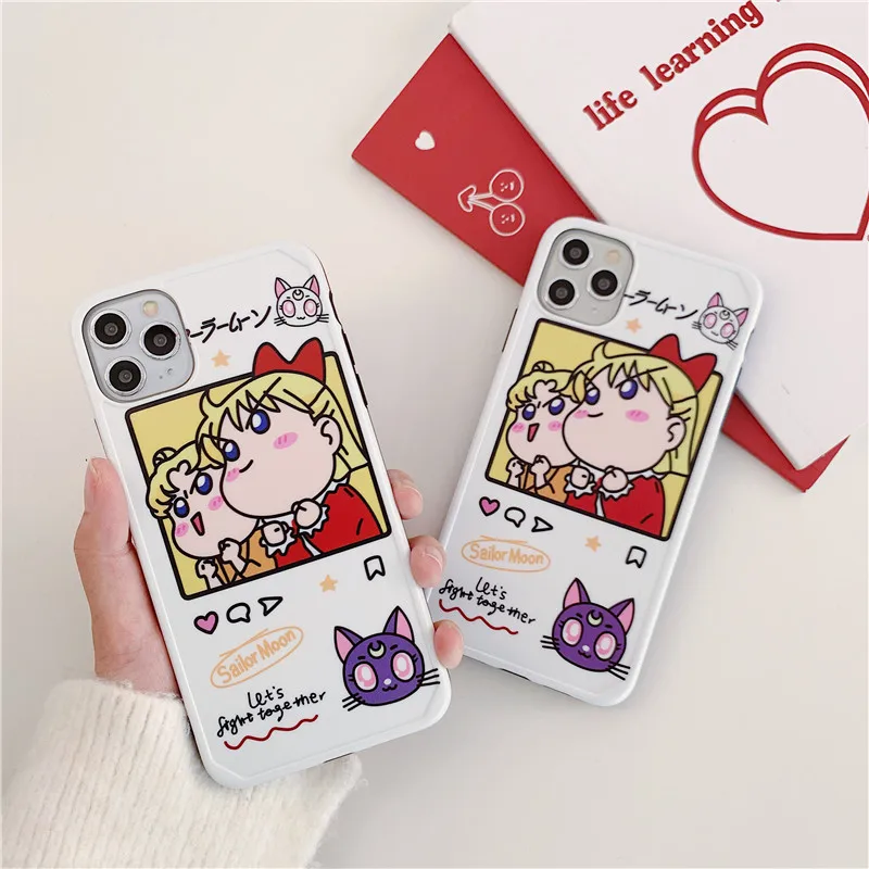 Японский милый мультяшный чехол для телефона Сейлор Мун для iPhone 7 7plus 8 8plus 11 pro X XS Max XR Матовый Мягкий ТПУ чехол-накладка