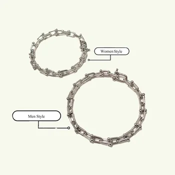 

Wholesale Brand Design Men and Women Cuff Bracelet Bracelets Titanium U Shape Chain Link Charm Bracelet 3 Gold Color