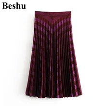 Za, модная женская юбка, металлическая, горячая, золотая, Вязанная, плиссированная, в полоску, юбка, для девушек, эластичная, высокая талия, розовая, элегантная, свободная, vestidos