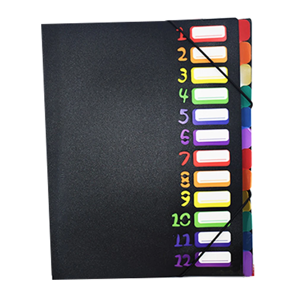 

A4 12 Pages Stationery Portable Document School Holder Rainbow File Folder PP Storage Office Gifts With Slash Pockets Organizer