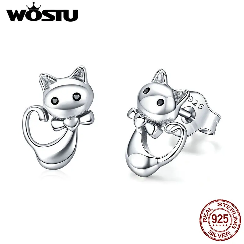Женские серьги гвоздики в виде кота из серебра 2019 пробы|Серьги-гвоздики| |