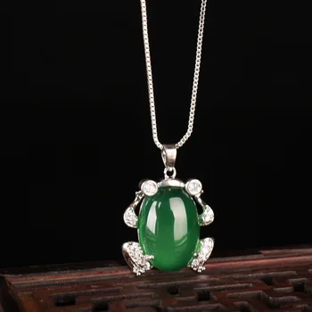 

925 Silver Inlaid with Natural Agate Chalcedon Pendant Jewelry Fine Jewelry Chalcedony Water drop Pendant Christmas Gift Jewelry