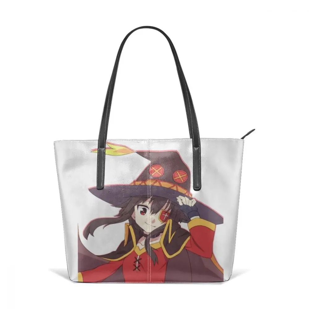 Megumin Сумочка Megumin простой дизайн сумки с верхней ручкой модные университетские кожаные сумки высокого качества подростковые широкие женские сумки - Цвет: Megumin Fun Desig