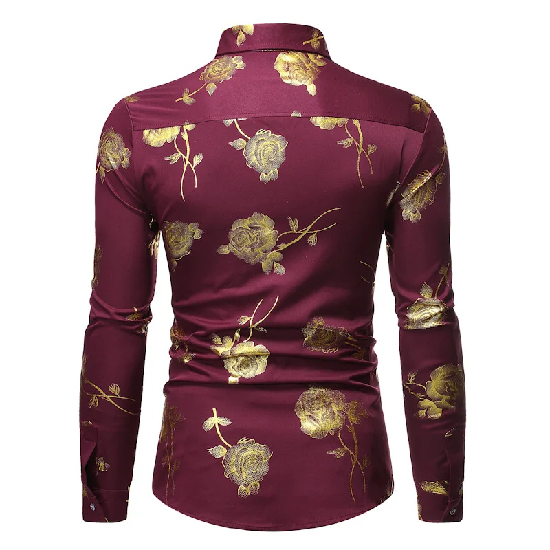 Мужская Повседневная рубашка на пуговицах, Camisa Masculina,, модная рубашка с белыми розами и цветочным принтом, мужские вечерние рубашки для смокинга на свадьбу