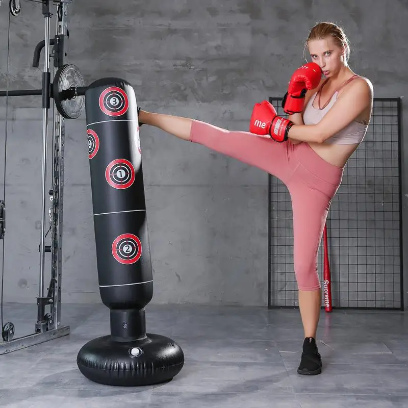 

Inflatable Stress Punching Tower Bag Boxing Standing Water Base Training Pressure Relief Bounce Back Sandbag with Pump