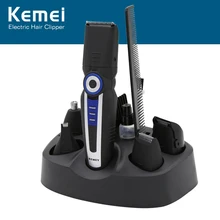 6 в 1, 3W, беспроводные наборы лезвий из углеродистой стали, электрическая машинка для стрижки волос, черный триммер для волос, триммер для волос, бритва, бритва, KM-008