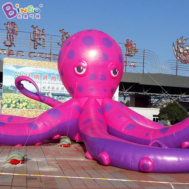 NEWLY DESIGN 18m width inflatable huge pink octopus cartoon inflating custom tailor lighting LED lamp for playground decoration