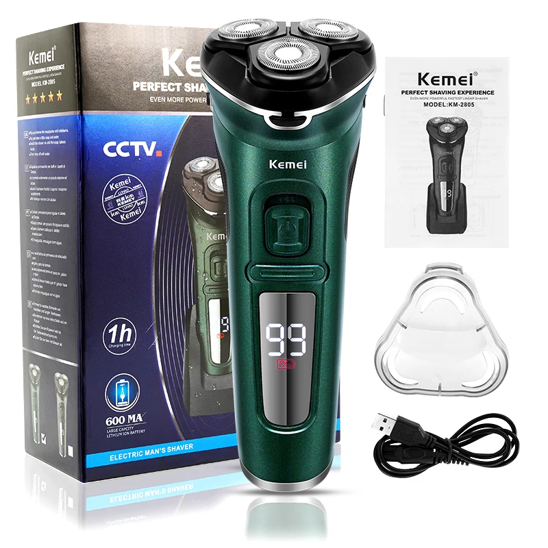 Powerful Cordless LCD Electric Shaver with Charger Base Wet Dry Beard Razor Rechargeable Facial Shaving Machine For Men | Бытовая